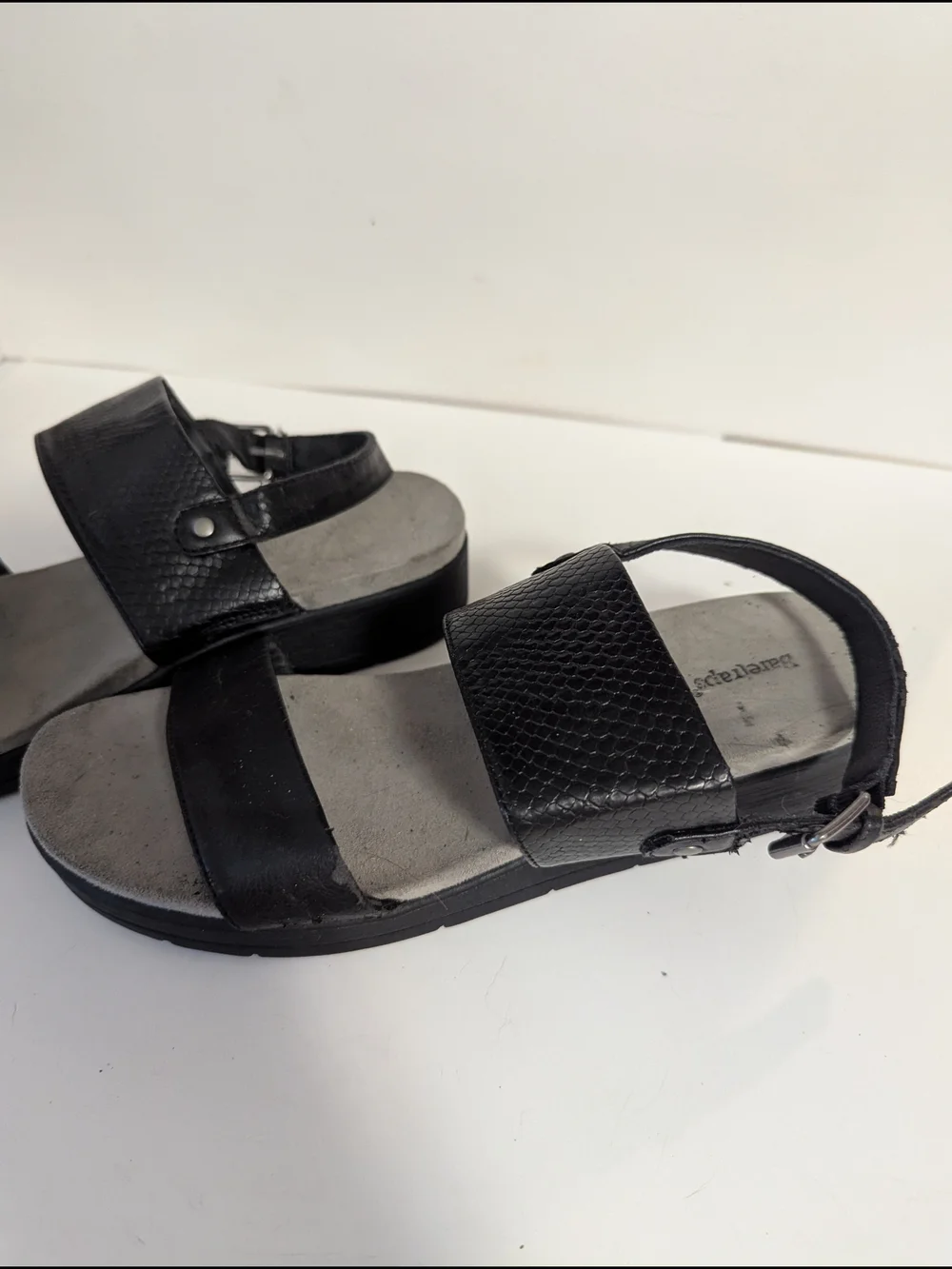 BareTraps Black Two-Strap Slip-On Sandals